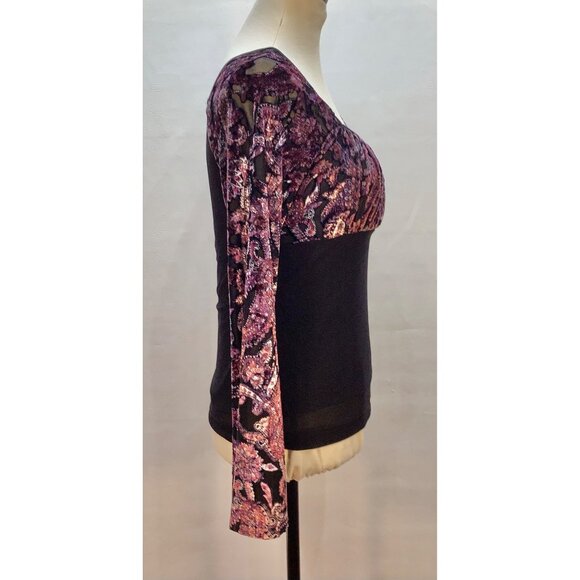 Y2K Womens Size L Top Velvet Burnout Purple Black Whimsy Fairy Coquette - Picture 6 of 6
